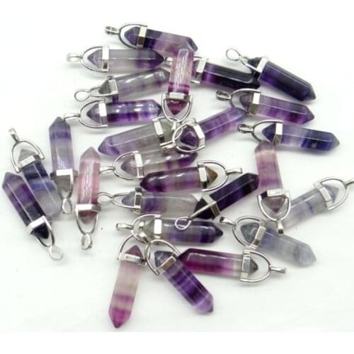 Natural stone Quartz Crystal Turquoises Opal mixed pillar charms chakra Pendants &Jewelry making pendant necklaces making A28