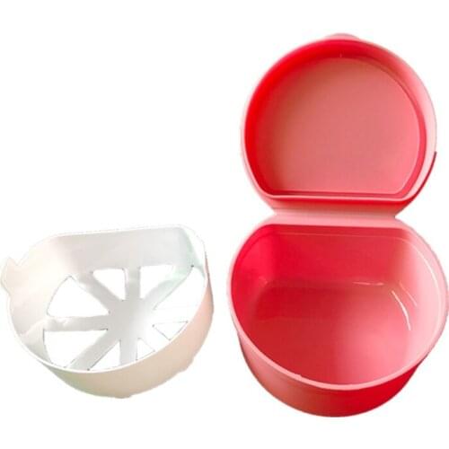 Oral Tooth Care Denture Bath Box Case False Teeth Storage Box With Hanging Net Denture Box With Net Sept Random Color