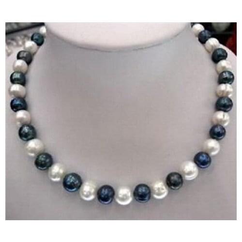 8-9mm Natural Black & White Akoya Cultured Pearl Fashion Jewelry Necklace