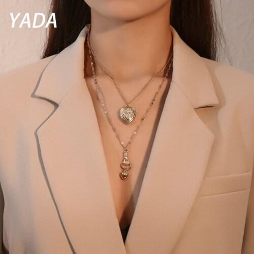 YADA Fashion Trendy Multi Layer Presents&Necklace For Women Gold Heart Necklaces Statement Female Jewelry Gift Necklace SE210034