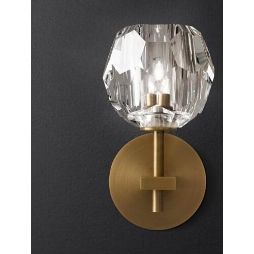 Copper Wall Lamp K9 luxury Simple Living Room Bedroom Bedside Lamp Modern Personality Creative Crystal Postmodern Solid Light