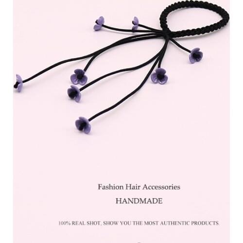 Sempli Polyester and Rubber Cute Flower Girls Elastic Hair Bands Black Coffee Bandans headwear for women Kids Hair Accessories