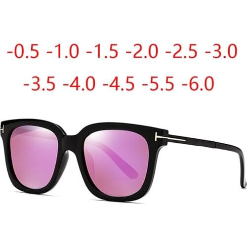 Colorful Myopia Sunglasses Men TR90 Driving Square Minus Lens Prescription Sunglasses Diopter 0 -0.5 -0.75 To -6.0