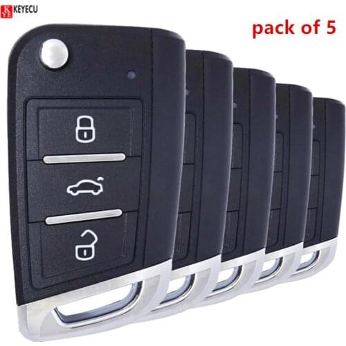 KEYECU 5 Pieces KEYDIY B NB ZB Series B15 NB15 ZB15 Universal KD MQB Style Remote Key - 3 Button - for KD900 KD900+ URG200 KD-X2