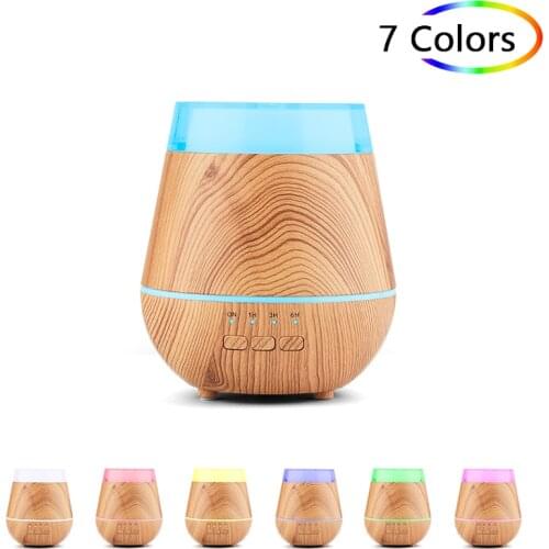 Electric Humidifier Essential Aroma Oil Diffuser Ultrasonic Wood Grain Air Humidifier USB Mist Maker 7 Color LED Light For Home