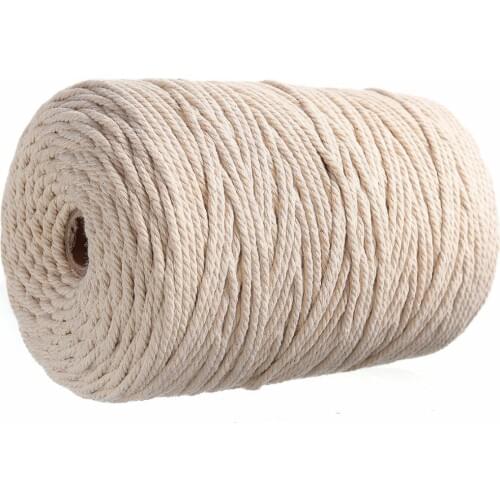 220M 3mm Natural Beige Soft Cotton Twisted Cord Rope Craft Macrame Artisan String DIY Handmade Tying Thread Cord Rope Diameter