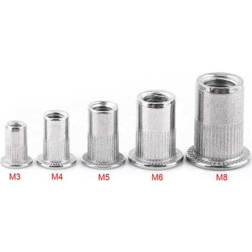 Rivet Nut M3 TO M8 Flat Head Threaded Blind Rivet Nut Insert Nutsert Screw Stainless Steel Tornillo