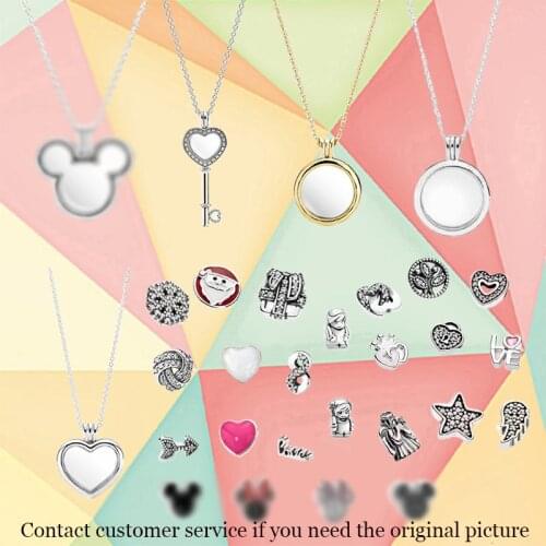 New Fashion High Quality 925 Sterling Silver Pendant Magic Box Floating Small Box Mouse Heart Necklace Lady Retro Classic