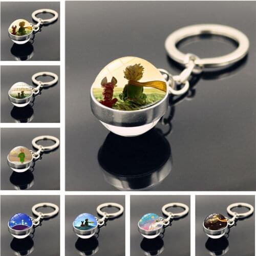 1PC Kawaii Metal Keychain Rose Small Classic Gem Glass Fairy Ball Creative Gift Key Pendant Bag Accessories