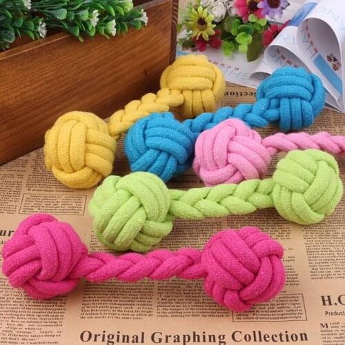 1pcs Pet Dog Toy Double Knot Cotton Rope Braided Candy Ball Shape Puppy Chew Toy for Dogs Bite Resistant Toys Cleaning Tooth
