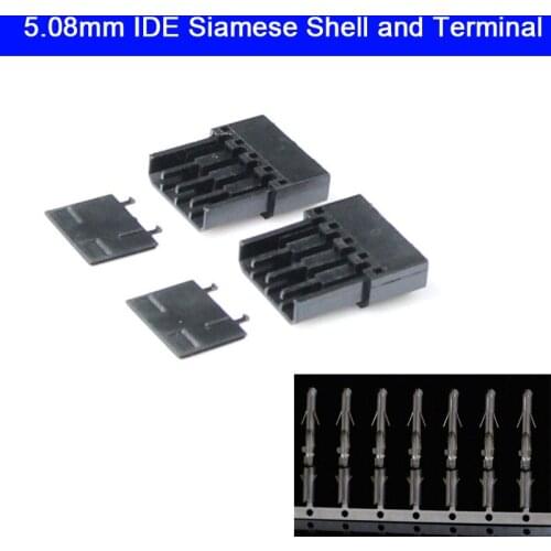 100sets 5.08mm power double head 4P IDE one-piece plastic shell IDE 4Pin Power Connector with terminal
