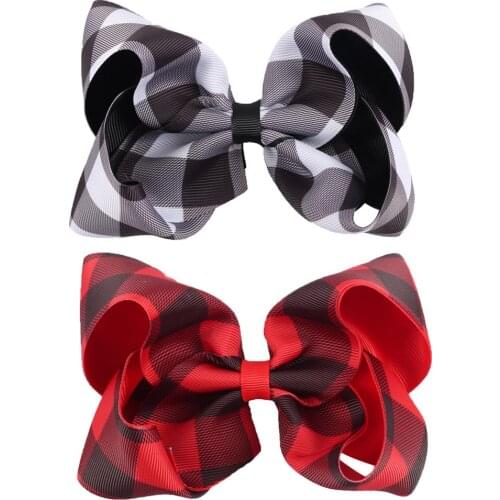 2 Pcs/Set 5 Inch Handmade Hair Bows for Girls Plaid Patchwork Bowknot Hair Clip Kids Hair Accessories Newest Hairpins