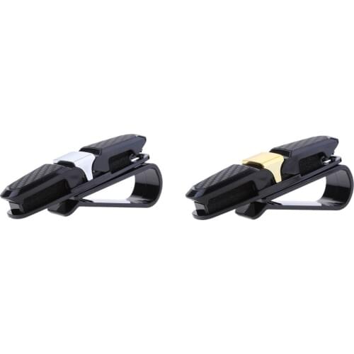 2 Pack Glasses Holder for Car Sun Visor, Sunglasses Holder Clip Hanger Eyeglasses Mount for Car, Double Clip Silver+Gold