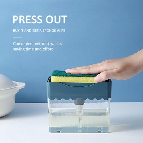 2-in-1 Soap Pump Dispenser Kitchen Hand Press Soap Organizer New Creative Cleaning Liquid Dispenser Container with Sponge Holder