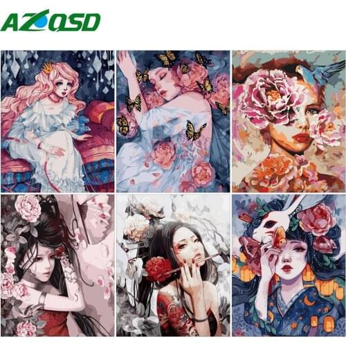 AZQSD Paint By Numbers For Adults Girl Oil Painting Portrait Draw By Number On Canvas HandPainted Unframed Decoration Gift Diy