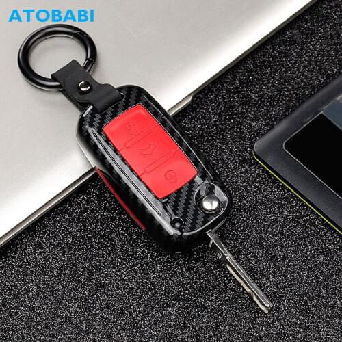 Carbon Car Key Case For VW Volkswagen Polo Golf 4 5 6 7 T5 Passat B6 B5 Skoda Octavia A5 A7 Seat Leon Ibiza Ateca Remote Cover