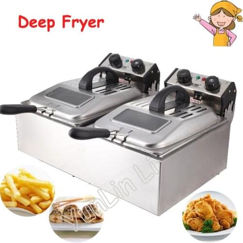 Electric Deep Fryer Commerical Chicken Fried Machine Large Capacity Timing Frying Machine Double Cylinder Fried Machine SZ-6BX2