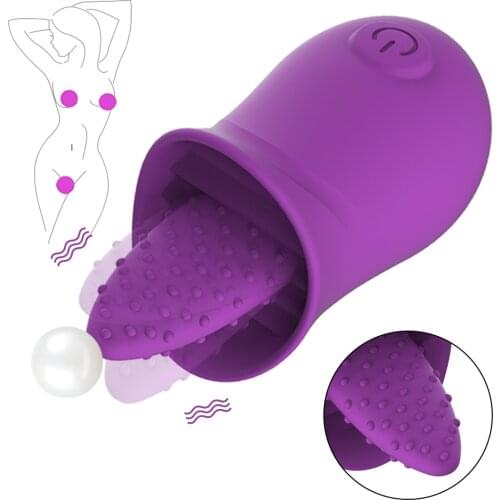 G-Spot Clit Nipple Tongue Vibrator Female Clitoris Stimulator Dildo Oral Tongue Pussy Licking Sex Toys for Women Adult Couples