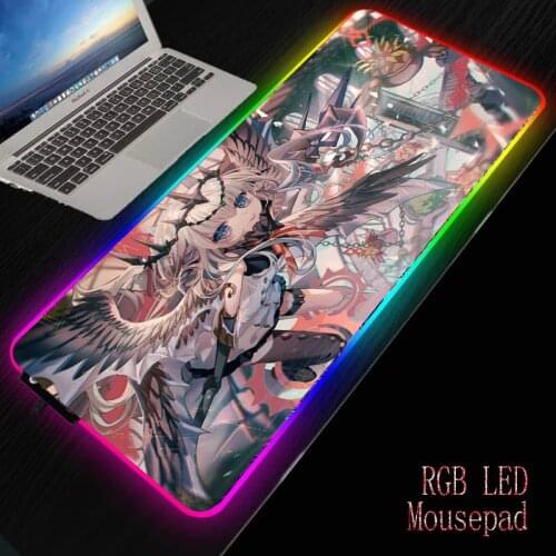 Japanese Anime Girl RGB Mouse Pad Rubber base durable waterproof non-slip Mause Pad with Backlit