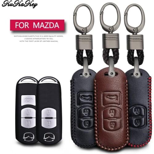 Leather Car Key Case Cover Protection Shell Skin For Mazda 2 6 CX5 CX7 CX9 GT M3 M5 M6 M8 Atenza Axela Car Keyring Keychain