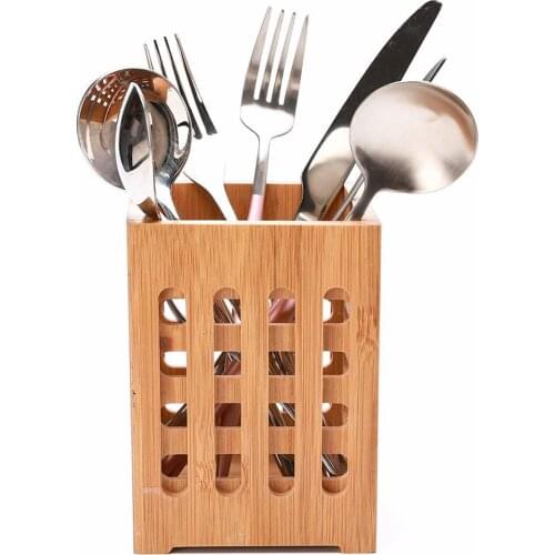 Square Hollow Grid Bamboo Containers Kitchen Utensil Storage Bucket Kitchen Storage Container Elegant Creative Gift Storage Box