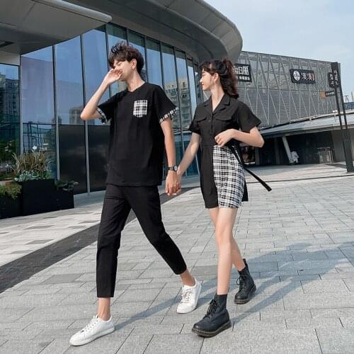 Summer couples dress womens skirt men loose short sleeve T-shirt couples clothes couples clothing
