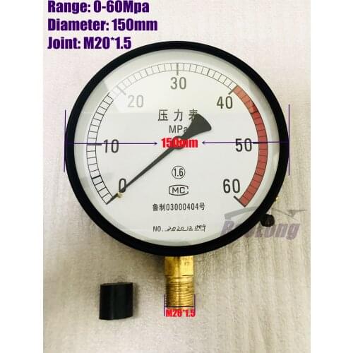 0-60Mpa Pressure Gauge for PJ40 Diesel Injector Nozzle Tester, Diameter 150mm Pressure Meter Testing Tool