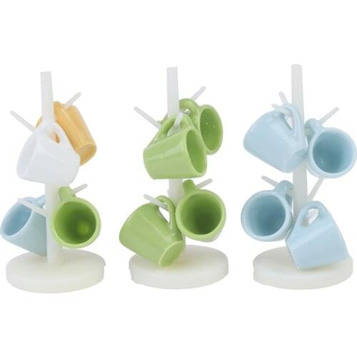 Dollhouse Miniature Dining Room Bar Furniture With Cup Wine Cups Plastic Rack Stand Holder Model For Dollhouse Decoration