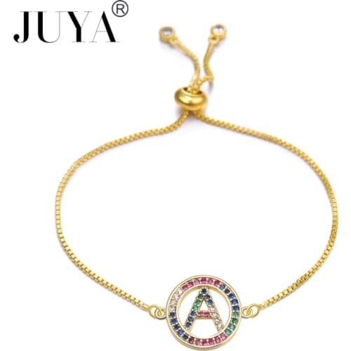 Multicolor fashion charm Gold 26 Alphabet pendant Bracelet micro pave zircon initial letter necklaces Couple Name Bracelet