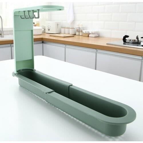 Sink Rack Multifunctional with Hooks Plastic Adjustable Dish Drain Shelf Kitchen Hanging Dishwashing cloth Rack Holder