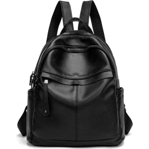 Soft Backpack Female Leather Vintage Ladies Backpack Women High Quality Youth Bagpack for Teenage Girl Travel Back Pack C1243