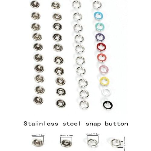 Snap button Sets Silver Tone No Sew Open Ring Press Fastener Buttons 9.5mm 10 colors childrens clothing Button