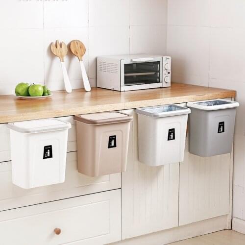 Small Folding Trash Can Kitchen Plastic Wall Mounted Garbage Recycling Bins Garden Compost Cubo De Basura Cocina Square Bucket 5