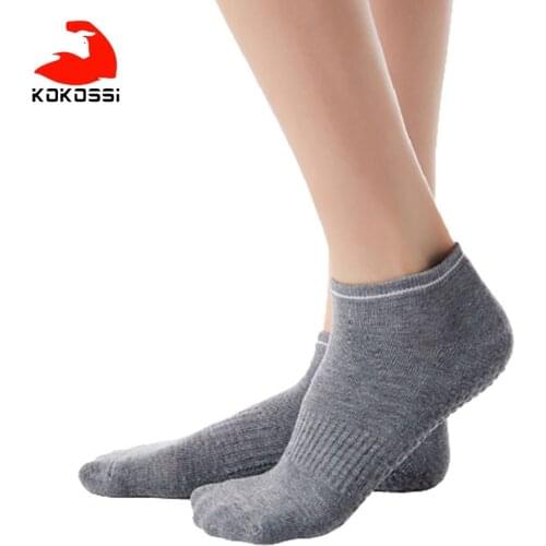 KoKossi Terry Round Toe Yoga Socks Breathable Comfortable Soft Shockproof Non-slip PVC Particles Sweat-absorbent Yoga Socks