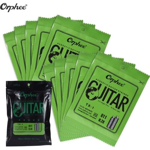 Orphee TX-1 String Replacement for Acoustic Folk Guitar 1st E-String (.010) 10-Pack 75/25 Phosphor Bronze Extra Light Tension