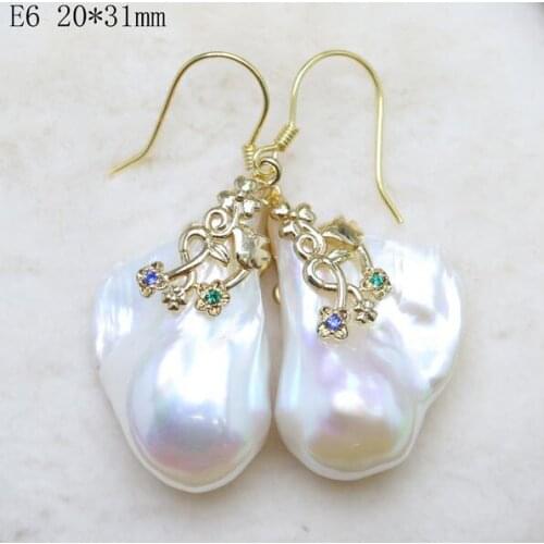 Super flash earring dream Silver natural freshwater pearl pearl shaped pearl earrings Womans Jewellery