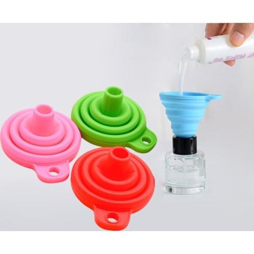 DIY Food Grade Silicone Gel Folding Funnel Folding Telescopic Long Neck Funnel Liquid Dispensing Filling Kitchen Tools