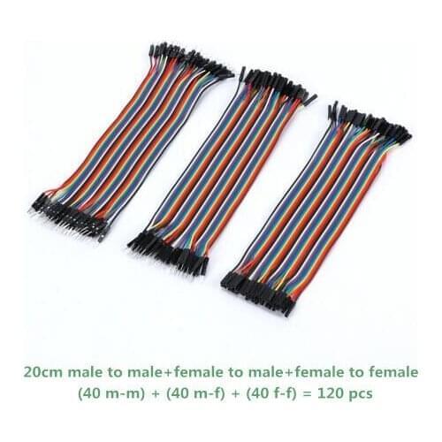 120pcs 20cm male to male, female to male, and female to female jumper wire connector Dupont cable for Breadboard