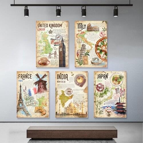 Countries Food Buildings Culture Canvas Prints Poster Wall Art Painting Living Room Pictures Home Decor Cuadros Modular No Frame