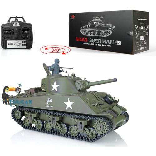 Outdoor Toys 2.4G Heng Long 1/16 7.0 Plastic M4A3 Sherman RTR RC Tank Model 3898 Barrel Recoil TH17666-SMT4