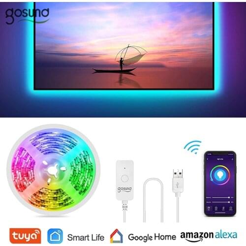 Gosund Wifi Smart Led Strip 2.8m 5050 RGB USB TV Backlight Colour Changing Strip Smart Home Control Via Tuya Smartlife APP Alexa