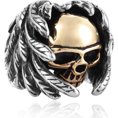 FYJS Unique Silver Plated Alloy Feather Wrap Skeleton Finger Ring for Halloween Day Gift Jewelry