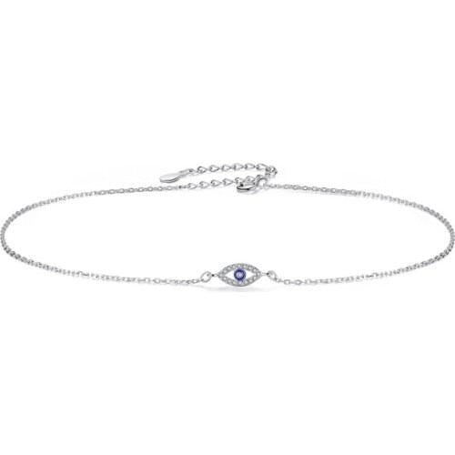 ZEMIOR 925 Sterling Silver For Fine Jewelry Bracelet Evil Cubic Zirconia Eye Shiny Bracelet Valentines Charm Women Gift