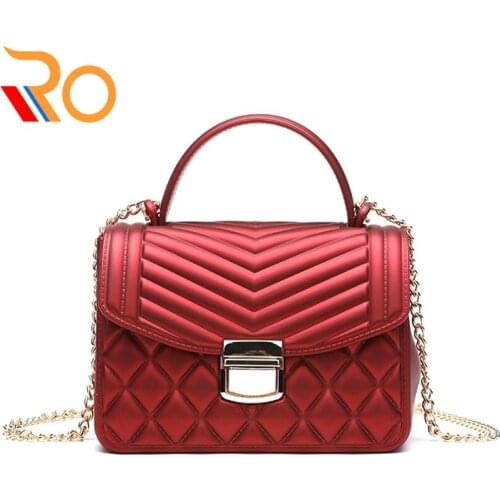 Fashion Wild Lady Shoulder Bag Lingge Jelly Flip Designer Handbag Ladies Chain Messenger Bag With Metal Buckle