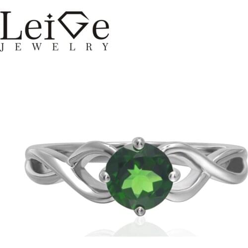 Leige Jewelry Round Cut Solitaire Natural Citrine Rings Wedding Rings for Women Sterling Silver 925 Romantic Gifts