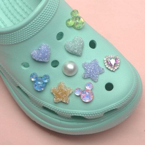 1 PCS crystal Star Croc Charms Sweets JIBZ Accessories Cloc Shoe Buckles Cute Decorations Fit Bracelets Shoes Croc Kids Gift