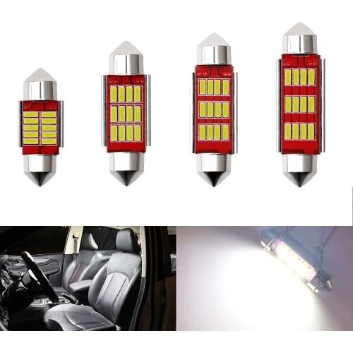 2PCS Festoon 4014 LED Bulbs 31mm 36mm 39mm 41mm C5W C10W Super Bright Car Dome Light Canbus No Error Auto Interior Reading Lamps