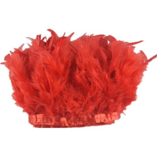 2yards red Turkey feather ribbon fringe trim 10-15cm pheasant feathers trimming skirt dress decor diy feathers for crafts plumes