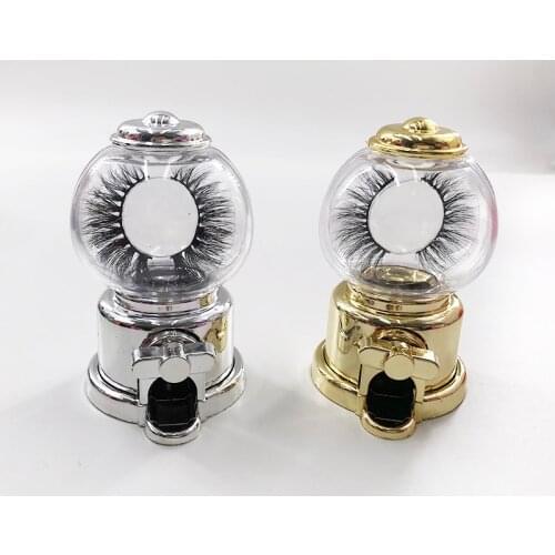 25mm 5D Mink Lashes Case Custom Packaging Bubbles Gum Machine without Lash