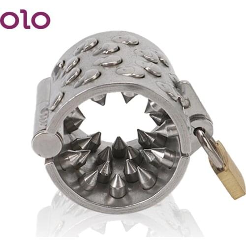 4 Rows Teeth Scrotum Testicle ​Stimulation Lock Stainless Steel Sex Toys For Men Penis Ring Pendant Cock Lock Male Chastity